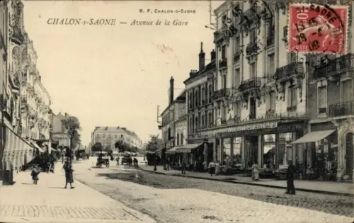 Ak Chalon sur Saône Saône et Loire, Avenue de la Gare