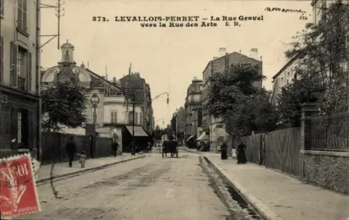 Ak Levallois Perret Hauts de Seine, Le Rue Gravel vers la Rue des Arts