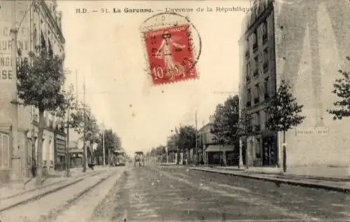 Ak La Garenne Colombes Hauts de Seine, Avenue de la République,  Poststempel, Briefmarke