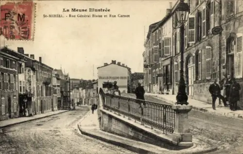 Ak Saint Mihiel Lothringen Meuse, Rue General Blaise, Rue Carnot