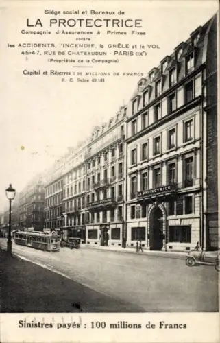 Ak Parix IX., Siège social et Bureaux de La Protectrice, Cie d'Assurances, Rue de Chateaudun 45-47