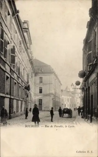 Ak Bourges Cher, Rue de Paradis, Le Lycee