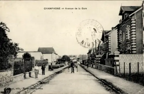 Ak Champagne Val d'Oise, Avenue de la Gare