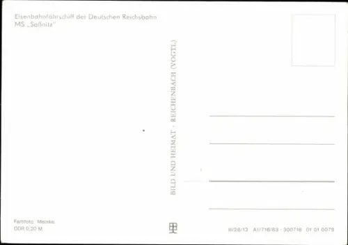 Ak DDR Großfähre Saßnitz in Fahrt, Fährschiff, Ansicht Steuerbord