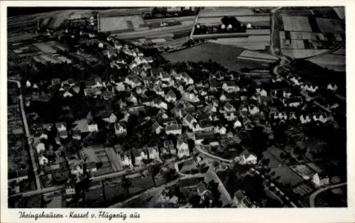 Ak Ihringshausen Fuldatal Hessen, Luftaufnahme von  Kassel, Schwarz-Weiß-Fotografie