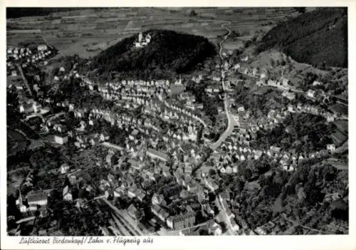 Ak Biedenkopf an der Lahn, Luftaufnahme von  Stadtansicht, Blick von oben, Lahn
