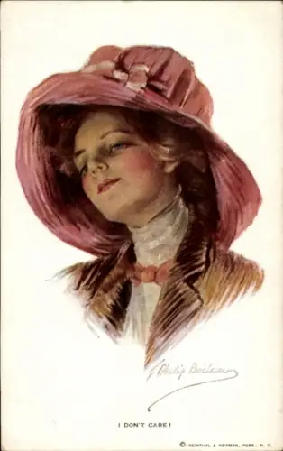 Künstler Ak Boileau, Philip, I don't care, Frau mit Hut