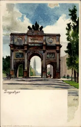 Künstler Litho Kley, Heinrich, München Bayern, Siegestor