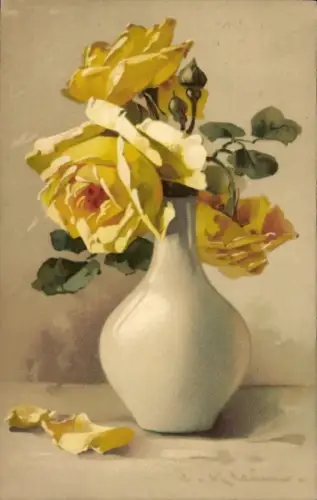 Künstler Litho Klein, Catharina, gelbe Rosen