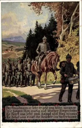 Lied Künstler Ak Hey, Paul, Unsere Feldgrauen, Soldatenliederpostkarte Nr. 3, Der Hauptmann, er lebe