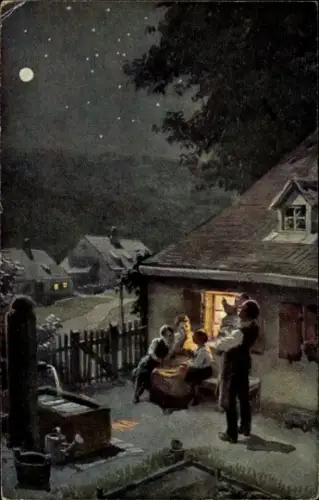 Lied Künstler Ak Hey, Paul, Volksliedkarte Nr. 23, Weißt du wieviel Sternlein stehen