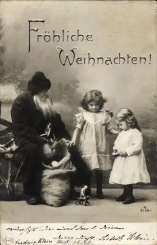 Ak Frohe Weihnachten, Weihnachtsmann, Kinder