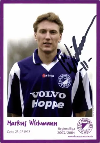 Autogrammkarte Fußballer Markus Wichmann, VfR Neumünster, Autogramm