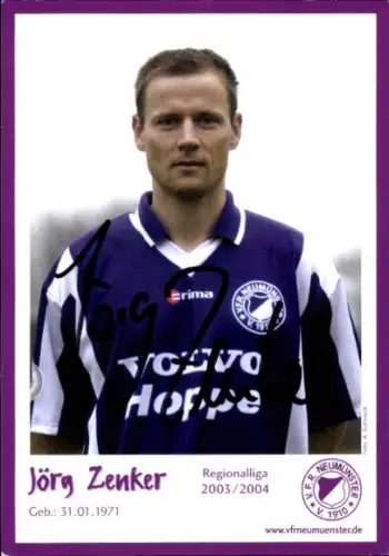 Autogrammkarte Fußballer Jörg Zenker, VfR Neumünster, Autogramm