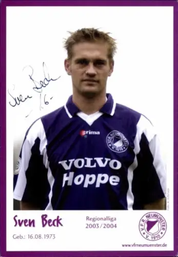 Autogrammkarte Fußballer Sven Beck, VfR Neumünster, Autogramm