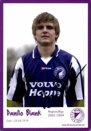 Autogrammkarte Fußballer Danilo Blank, VfR Neumünster, Autogramm