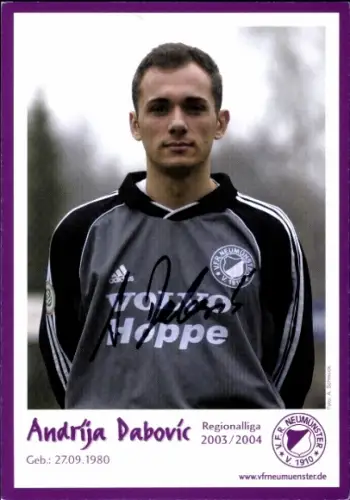 Autogrammkarte Fußballer Andrija Dabovic, VfR Neumünster, Autogramm