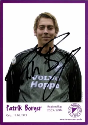 Autogrammkarte Fußballer Patrik Borger, VfR Neumünster, Autogramm
