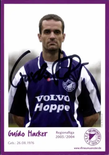 Autogrammkarte Fußballer Guido Hacker, VfR Neumünster, Autogramm