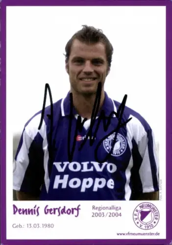 Autogrammkarte Fußballer Dennis Gersdorf, VfR Neumünster, Autogramm