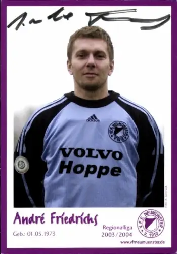 Autogrammkarte Fußballer André Friedrichs, VfR Neumünster, Autogramm