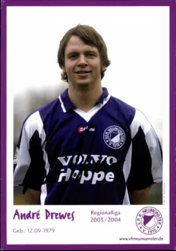 Autogrammkarte Fußballer André Drewes, VfR Neumünster, Autogramm