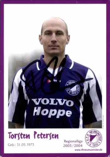 Autogrammkarte Fußballer Torsten Petersen, VfR Neumünster, Autogramm