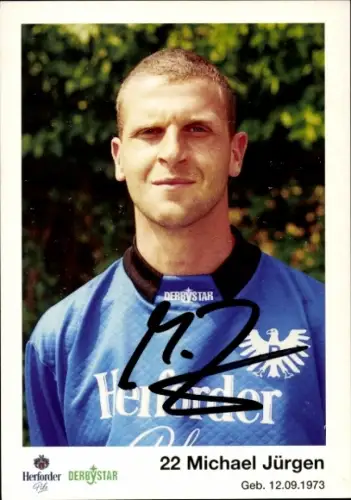 Autogrammkarte Fußballer Michael Jürgen, Preußen Münster, Autogramm