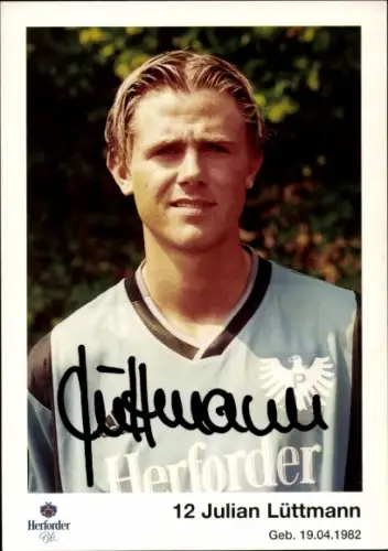 Autogrammkarte Fußballer Julian Lüttmann, Preußen Münster, Autogramm