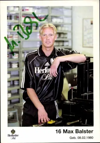 Autogrammkarte Fußballer Max Balster, Preußen Münster, Autogramm
