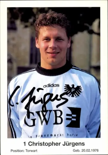 Autogrammkarte Fußballer Christopher Jürgens, Preußen Münster, Autogramm