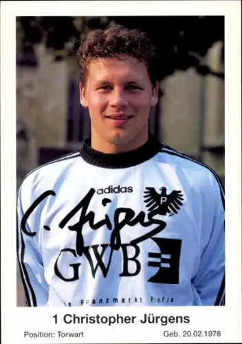 Autogrammkarte Fußballer Christopher Jürgens, Preußen Münster, Autogramm