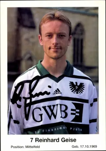 Autogrammkarte Fußballer Reinhard Geise, Preußen Münster, Autogramm