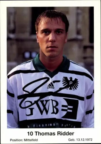 Autogrammkarte Fußballer Thomas Ridder, Preußen Münster, Autogramm