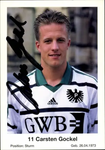 Autogrammkarte Fußballer Carsten Gockel, Preußen Münster, Autogramm