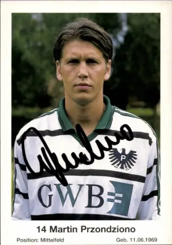 Autogrammkarte Fußballer Martin Przondziono, Preußen Münster, Autogramm
