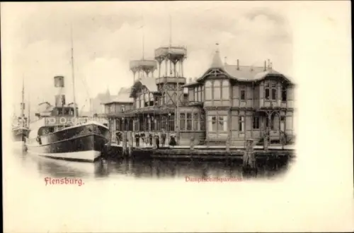 Ak Flensburg in Schleswig Holstein, Dampfschiffspavillon, Navigationsschule