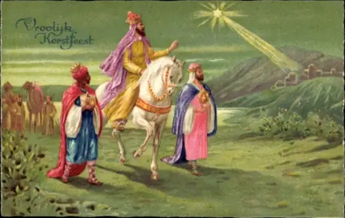 Ak Glückwunsch Weihnachten, Drei Könige, Stern