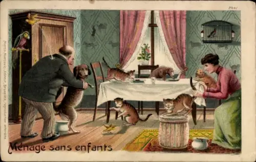 Litho Eltern, Tiere als Kinder, Toilettenhumor