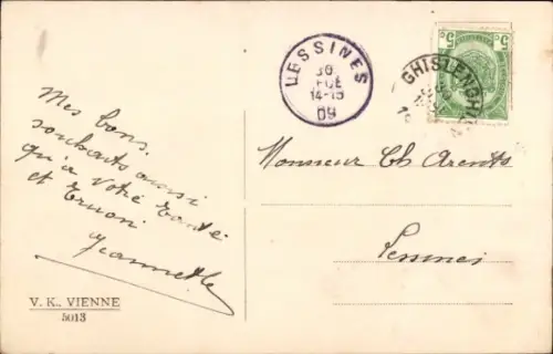 Ak Glückwunsch Neujahr, Hunde, Mistelzweige