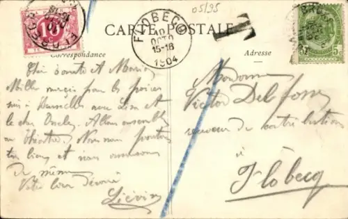 Ak Liebespaar reitet auf einem Hasen