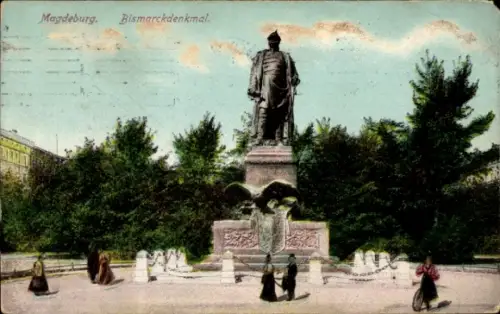 Ak Magdeburg an der Elbe,  Bismarckdenkmal. - Denkmal für Otto von Bismarck in Magdeburg.