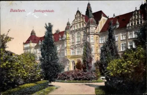 Ak Bautzen in der Lausitz, Blick zum Justizgebäude