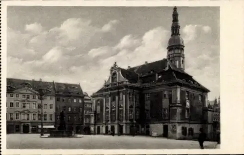 Ak Bautzen in der Oberlausitz, Rathaus, Fleischmarkt,  Architektur