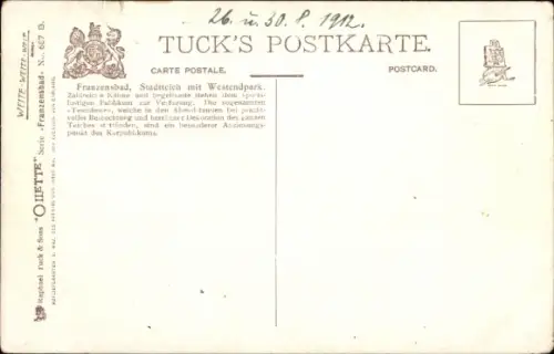 Künstler Ak Franzensbad Reg. Karlsbad, Stadtteich mit Westendpark, Boote