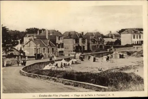 Ak Croix de Vie Vendée, Plage de la Pelle a Porteau