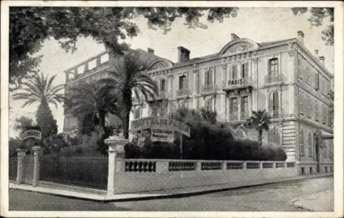 Ak Cannes Alpes Maritimes, Hotel de Paris, Restaurant, Palmen, Architektur