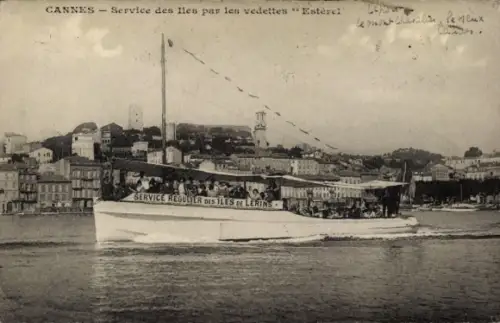Ak Cannes Alpes Maritimes, Boot der Vedetten Estérel, Service des Iles, Lérins-Inseln