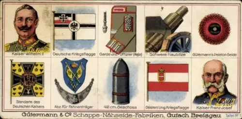 Ak Kaiser Wilhelm II, Kaiser Franz Josef, Gütermanns Nähseide, Reklame