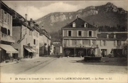 Ak Saint Laurent du Pont Isère, Marktplatz